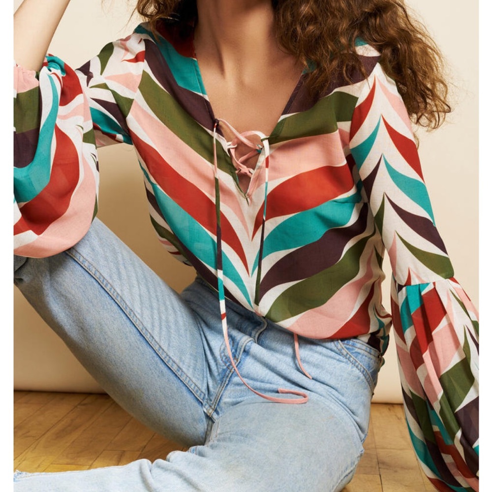 ANTHROPOLOGIE HUTCH Easton Top Printed Blouse